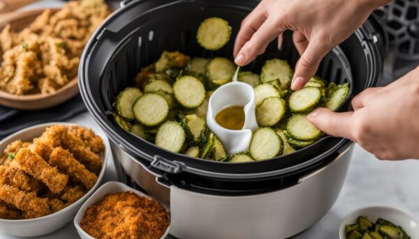 Making Air Fryer Fried Pickles